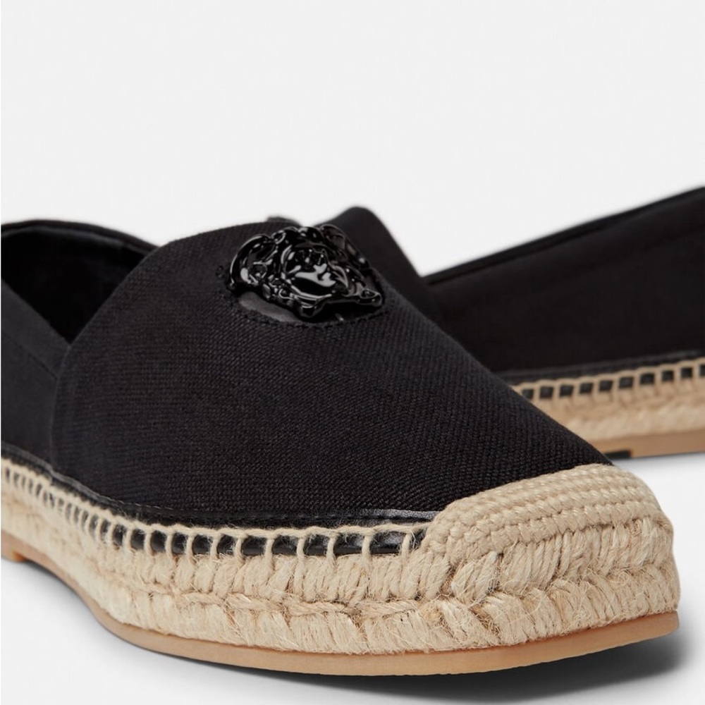 New VERSACE Black La Medusa Espadrilles $525 36.5